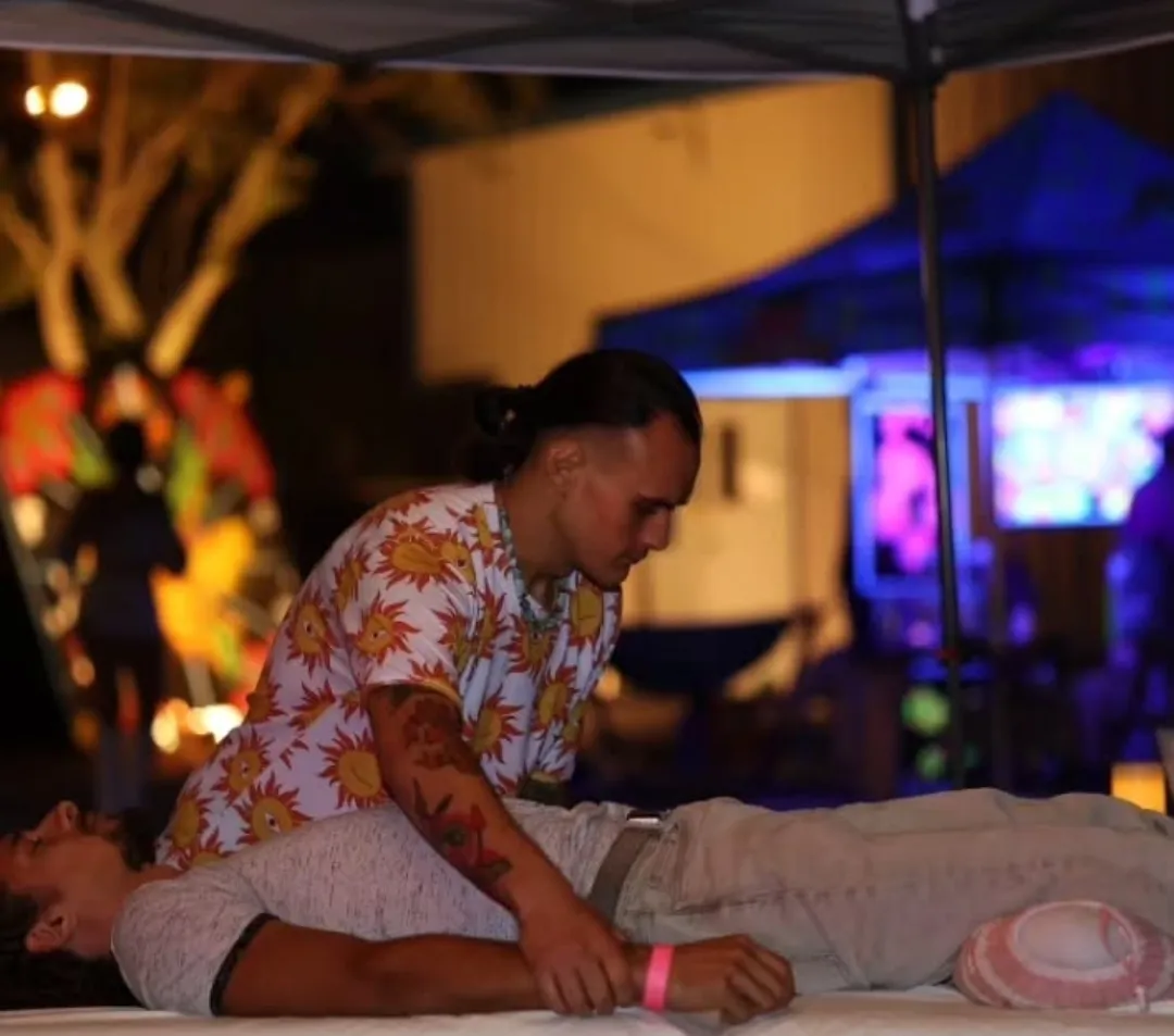Nick Cicchella performing Reiki healing